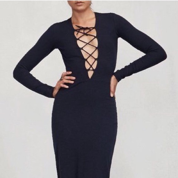 REFORMATION Edison lace up lunge sweater dress - Picture 4 of 13